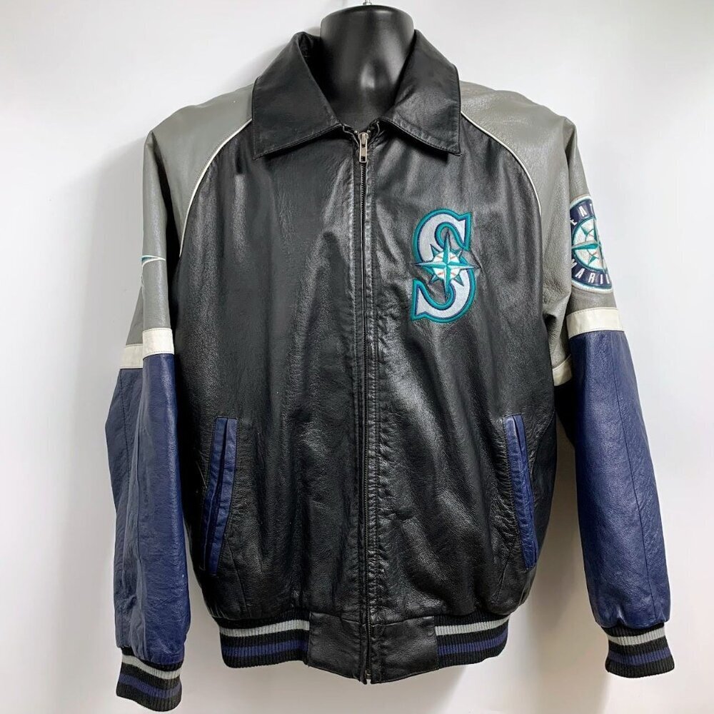 Carl Banks Men's Seattle Mariners Vintage Leather Patch Official Lic Jacket SZ S